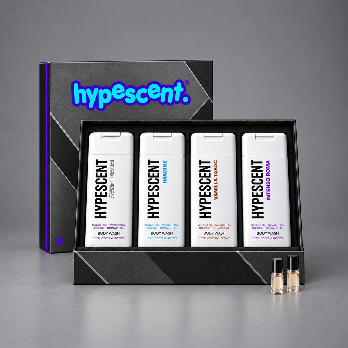 Men's Bundle - HypeScent gift box with Aventerum, Imagine, Vanilla Tabac and Intenso Roma body washes