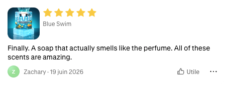 5-star Shop review of Blue Swim: Finally. A soap that actually smells like the perfume.