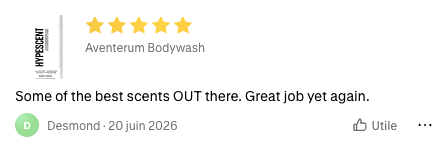 5-star Shop review of Aventerum: Some of the best scents out there.