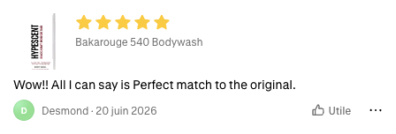 5-star Shop review of Bakarouge 540: Perfect match to the original.