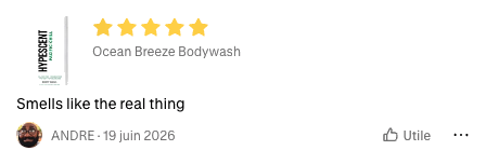 5-star Shop review of Ocean Breeze: Smells like the real thing.